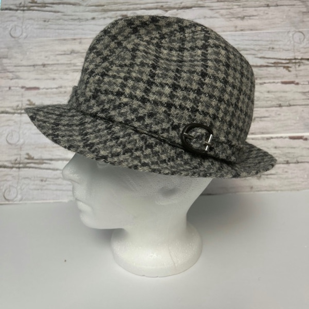 Vintage Biltmore Harris Tweed Wool Grey Fedora Hat Made In Canada